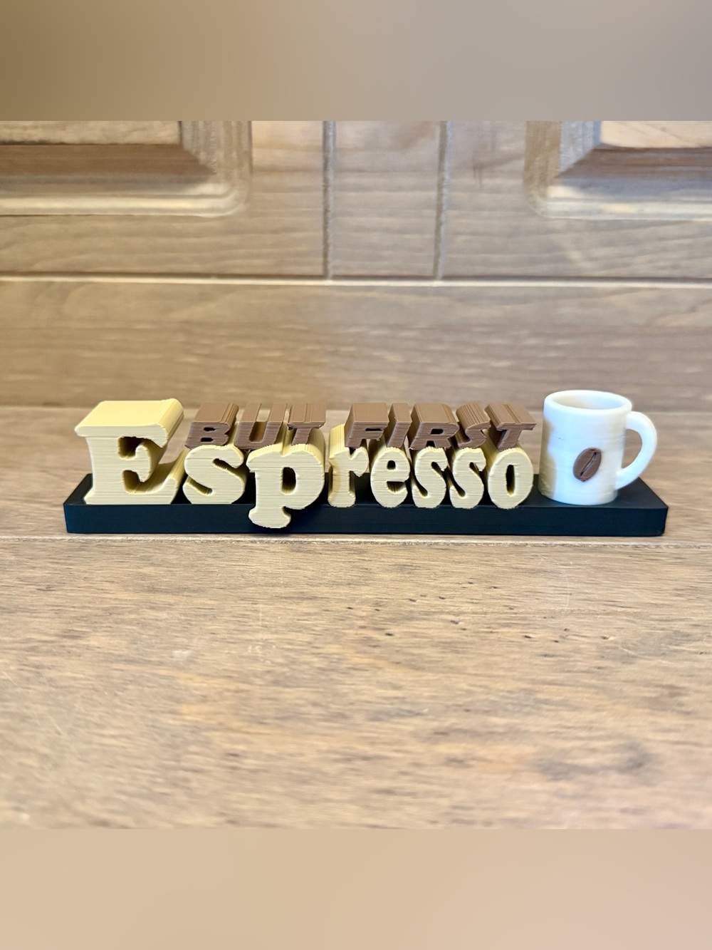 But First Espresso Decorative Farmhouse Coffee Bar Countertop Sign Cream & Brown